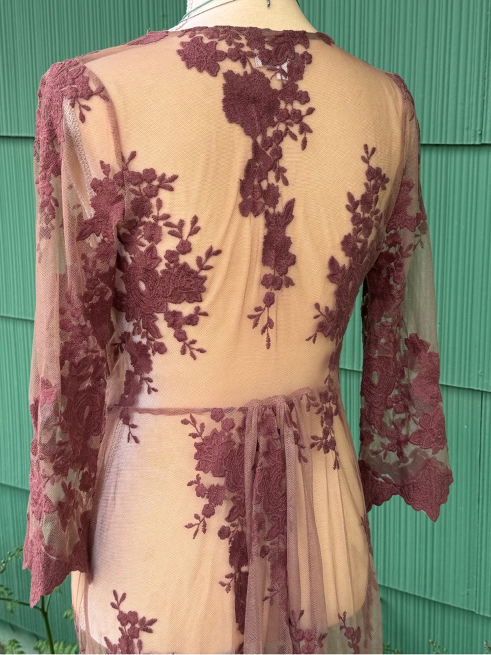 Arnhem Sheer Dusty Rose Lace Maxi Duster Cover-Up - Picture 9 of 15